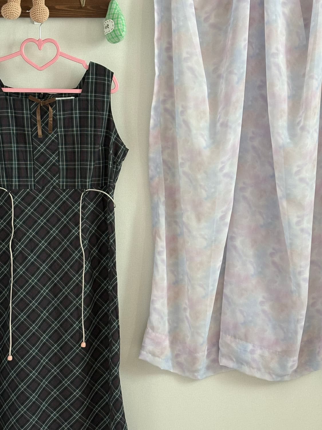 그린 체크 원피스 상품이미지2