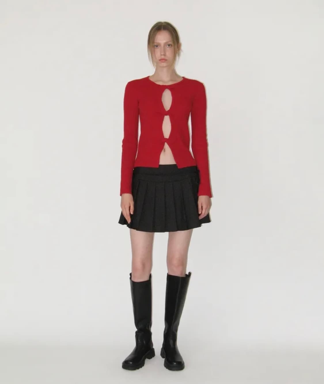 [새상품] 썬번프로젝트 트위스트니트 레드 상품이미지1