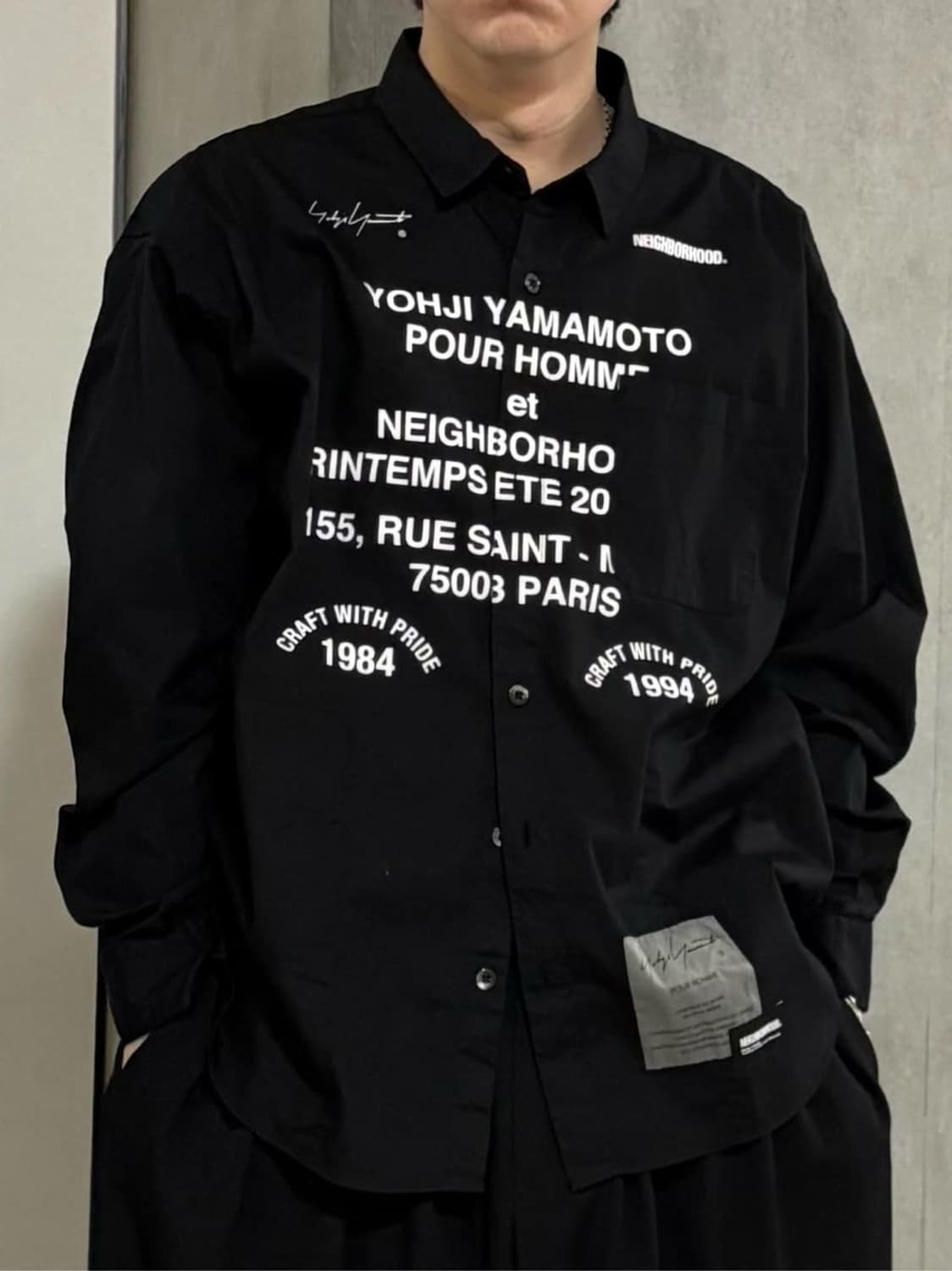 24FW 요지 야마모토 x 네이버후드 프린트 셔츠 상품이미지1