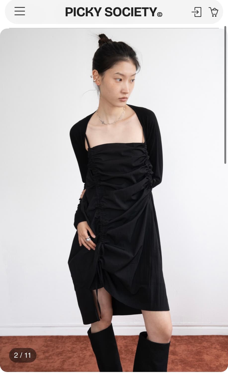 피키소사이어티 615베이직 볼레로 가디건 블랙 상품이미지2