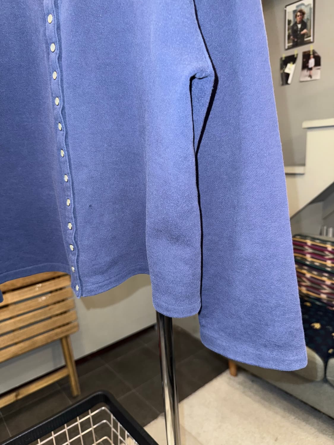 Agnes B navy snap-button fleece cardigan 상품이미지6