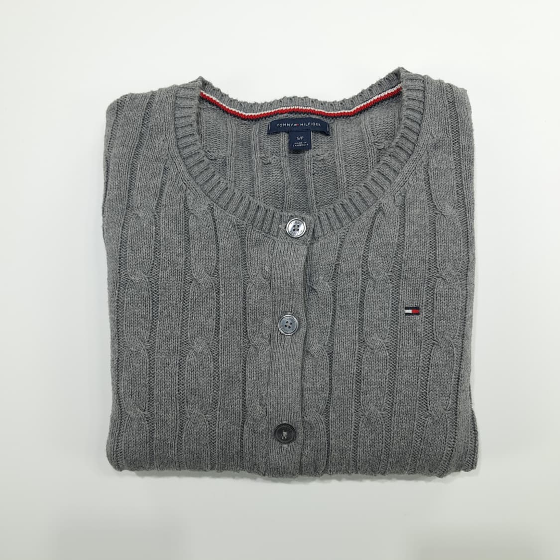 CN948W S 타미힐피거 그레이 케이블 니트 스웨터 가디건 상품이미지8