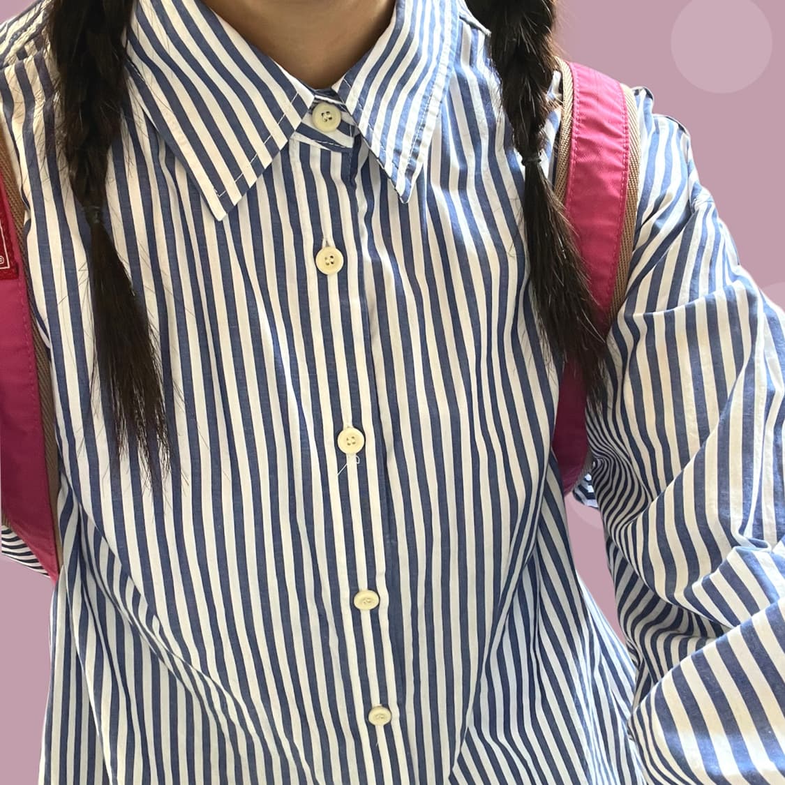 네이비 스트라이프 오버핏 셔츠 상품이미지2