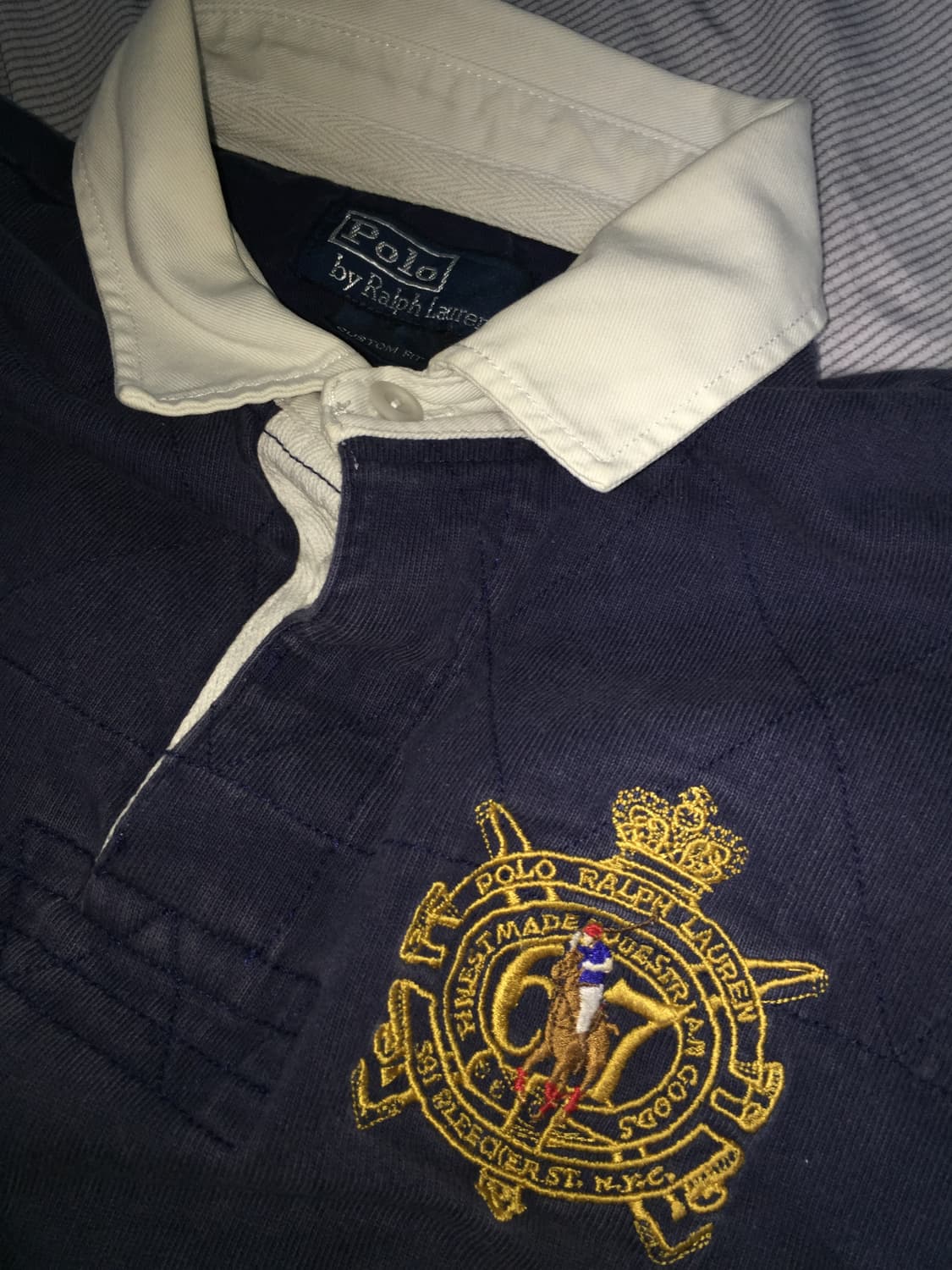 폴로 랄프 로렌 헤리티지 67 크레스트 자수 퀼팅 럭비 셔츠 상품이미지3