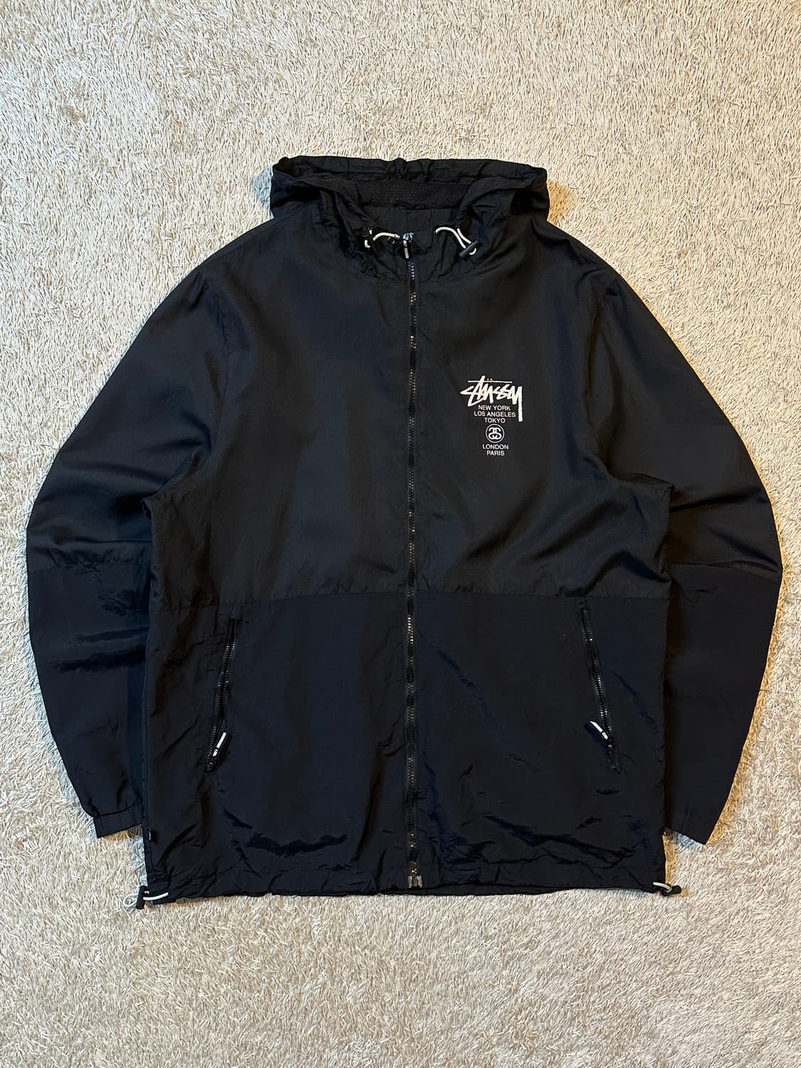 희귀) 스투시 STUSSY 월드투어 후드 바람막이 자켓 블랙 상품이미지1