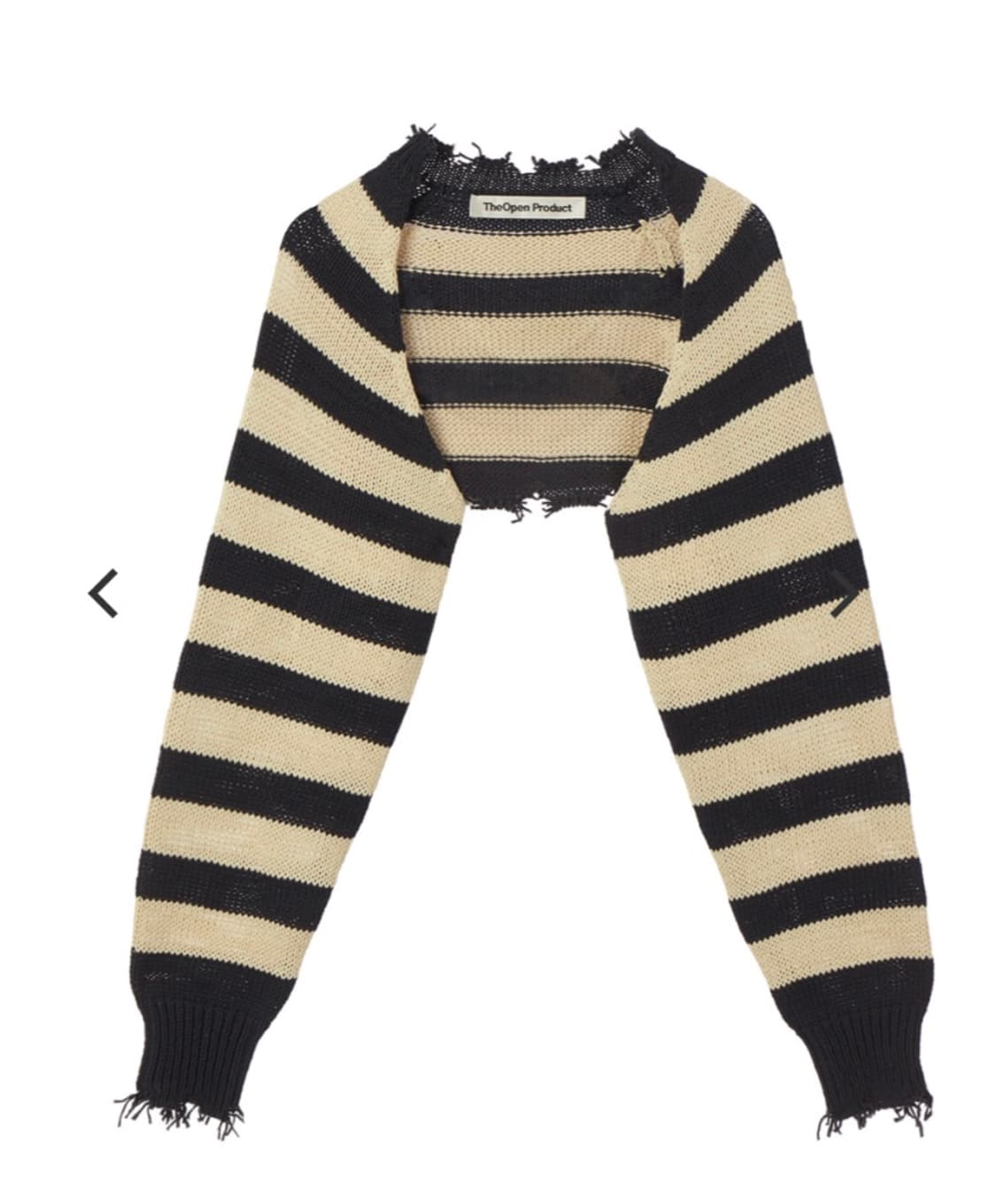 Open yy stripe bolero knit top navy  상품이미지1