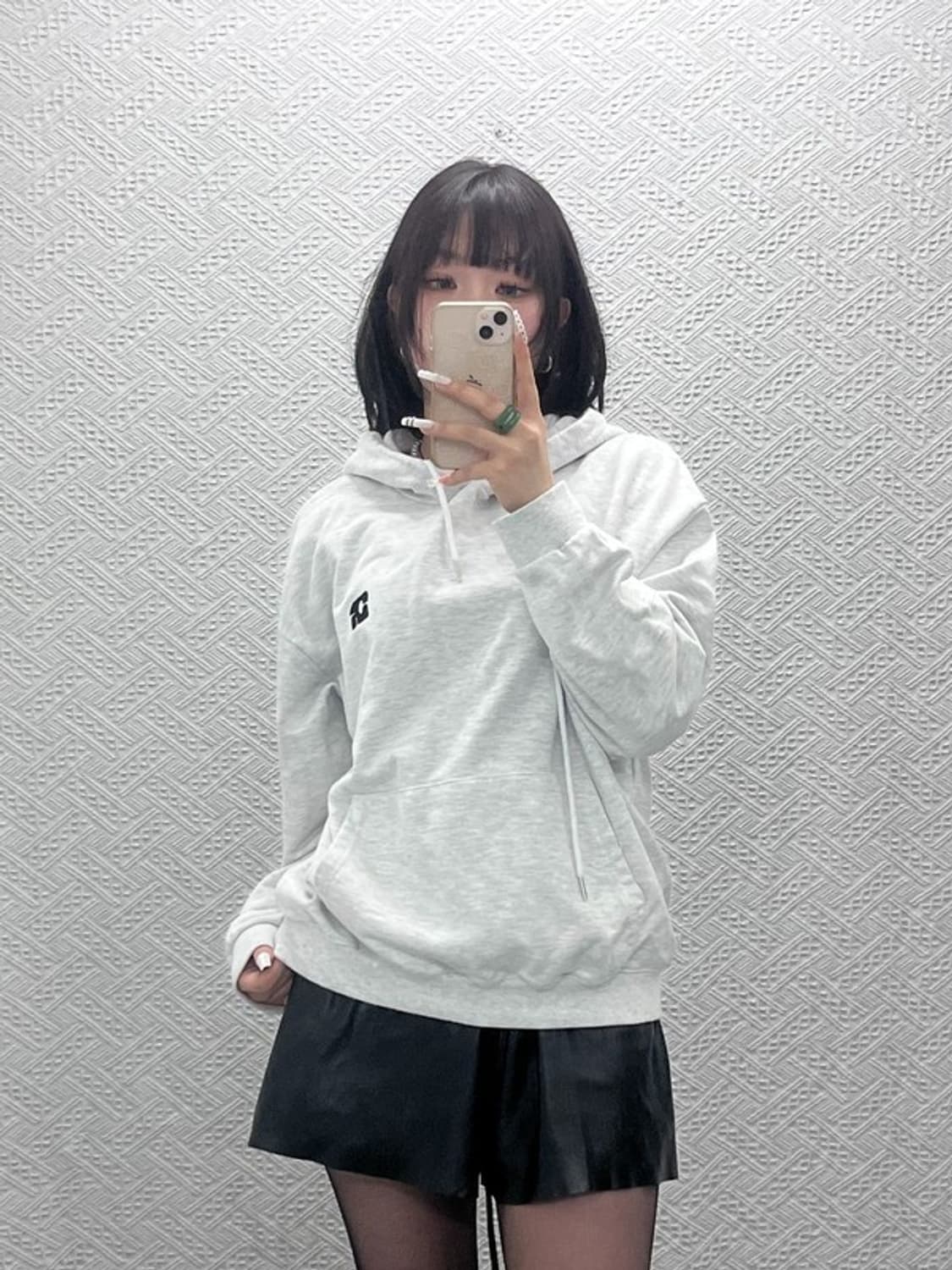 센토로 빈티지 캐주얼 멜란지 화이트 크림 후드티 M C10786 상품이미지2