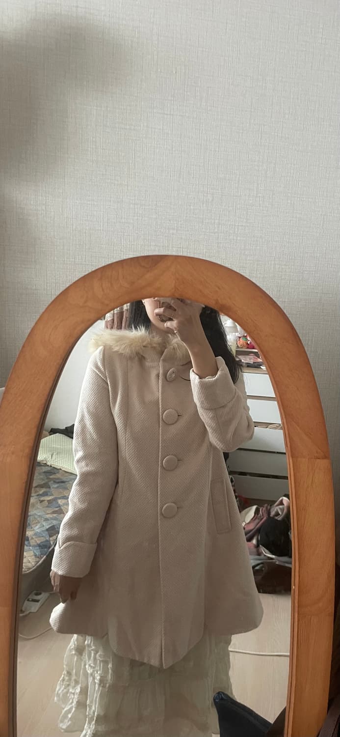 모리걸 빈티지 러블리 퍼 후드 코트 🤍💗🎀 상품이미지8