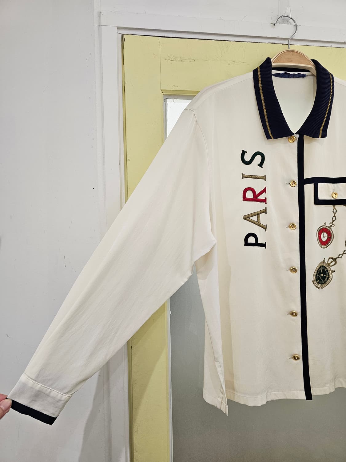 아이보리 Paris 자수 블라우스 상품이미지3