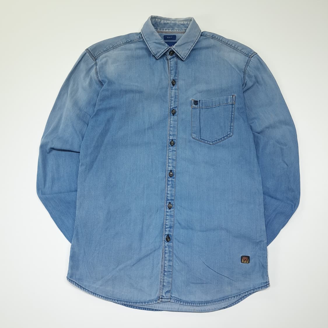 CL887 S 랭글러 슬림핏 라이트인디고 데님셔츠 남방 상품이미지1