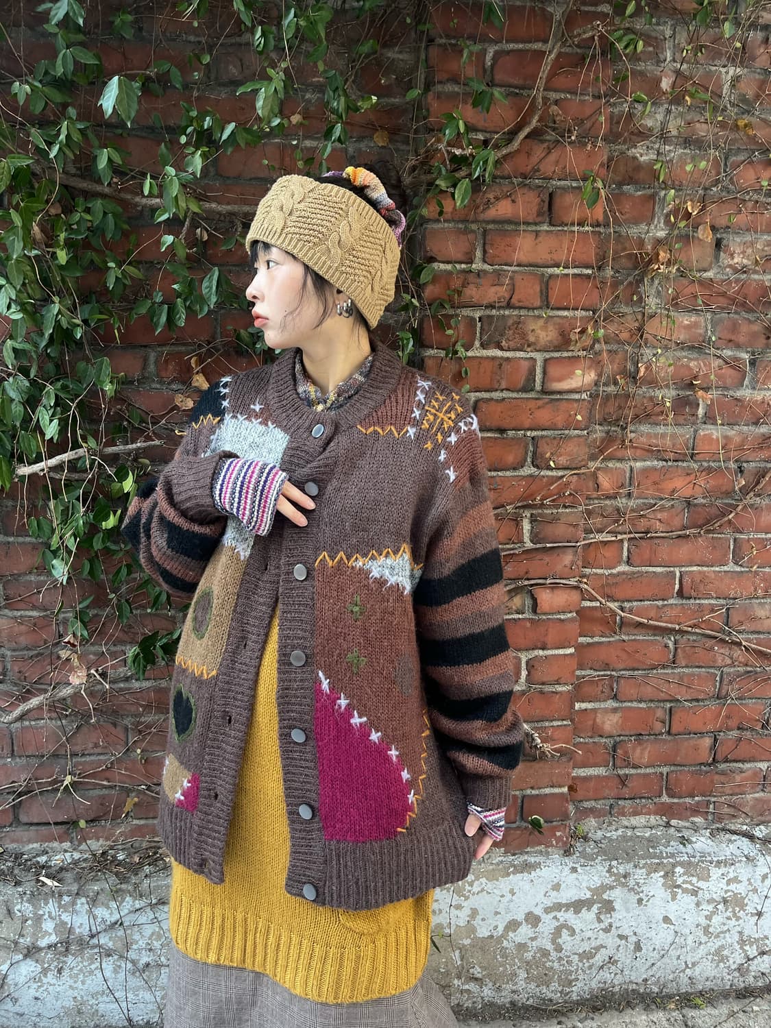 일본무드 자수 포인트 니트 가디건 상품이미지4