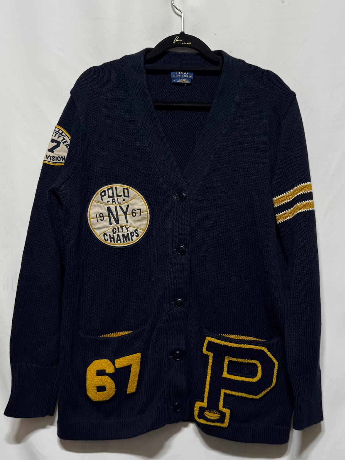 M 폴로 랄프로렌 컬리지 바시티 니트 가디건 상품이미지1