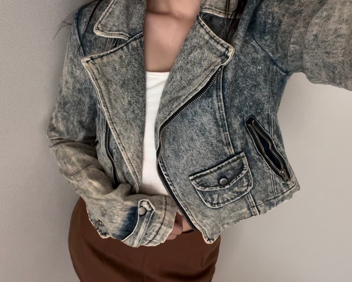 snow washing denim rider jacket 상품이미지1