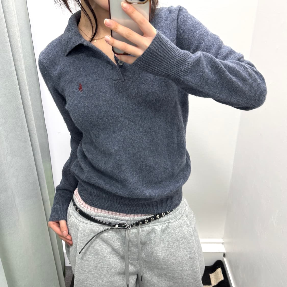 폴로 블루 램스울 니트 상품이미지2