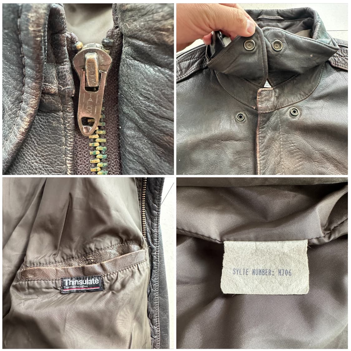 80s L.L Bean A-2 엘엘빈 레더 가죽 자켓 L 탈론 지퍼 상품이미지6