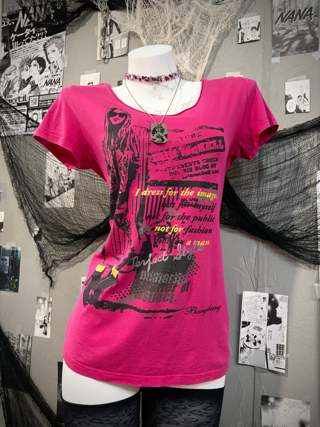 00's Glam V-neck hot pink short sleeve 상품이미지6