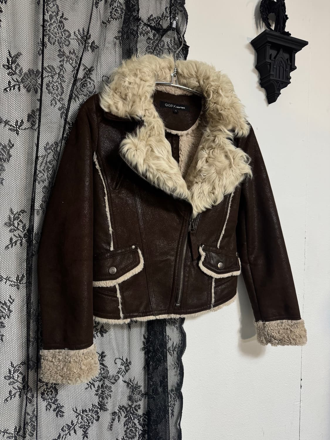 Brown wool shearling jacket 상품이미지4
