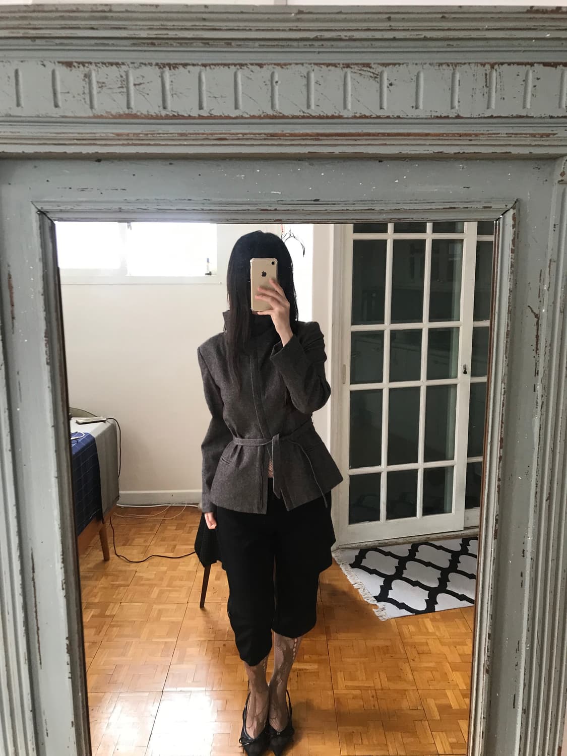 vintage high neck belt jacket 상품이미지2