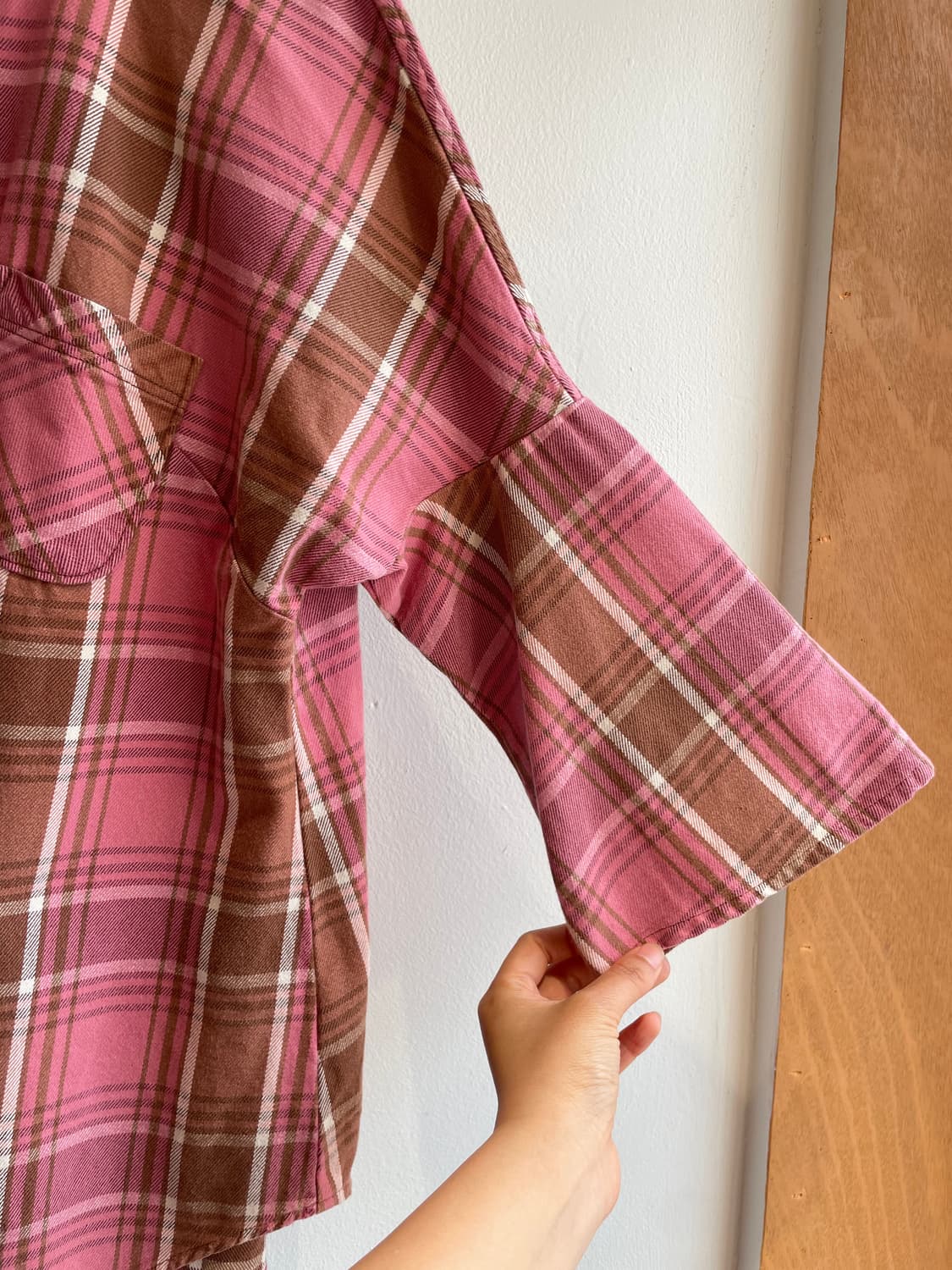 캐피탈 7부 플레어 체크 블라우스 상품이미지3