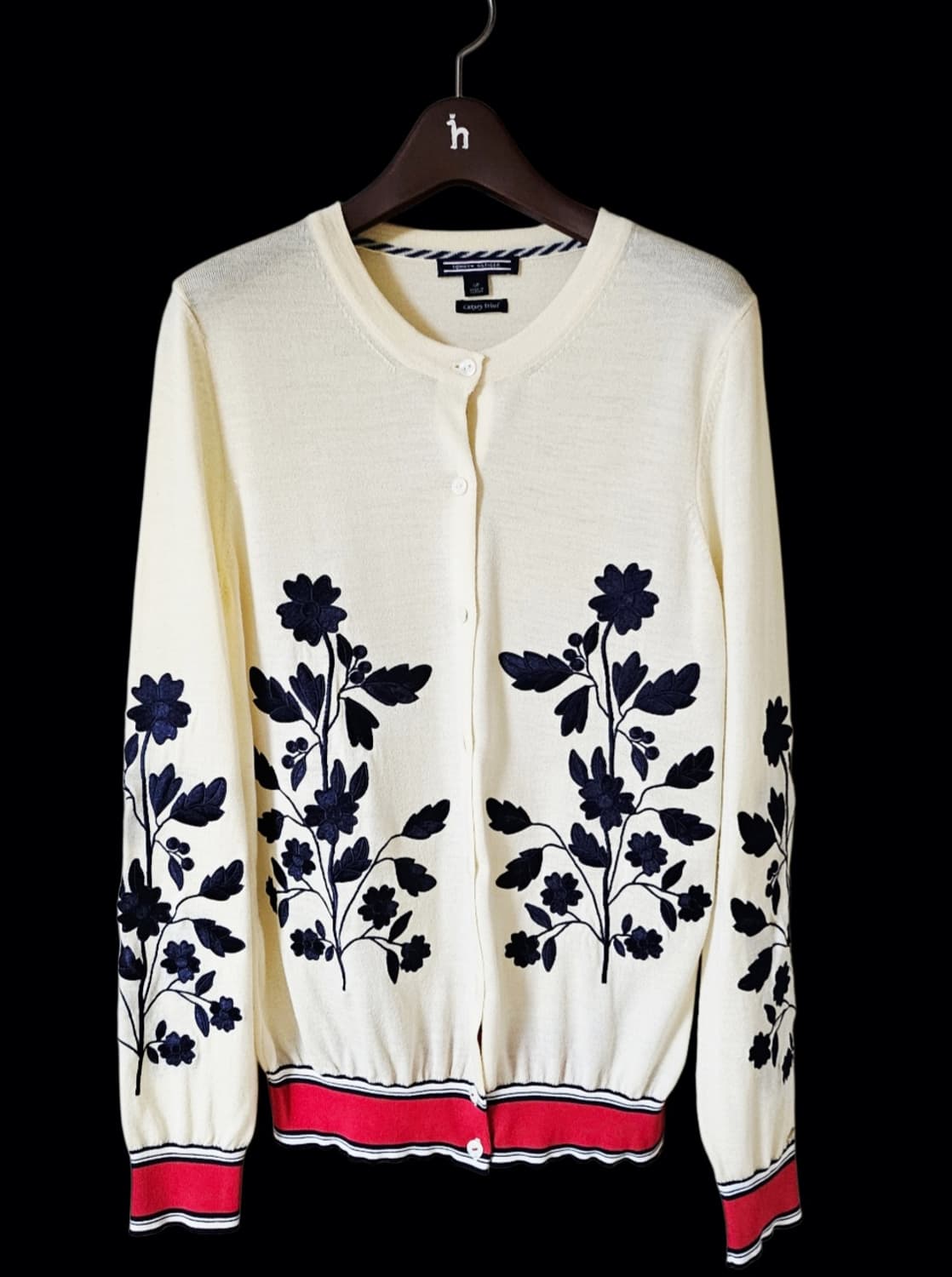 타미힐피거여성 울 100/플라워 자수  여성가디건/29만 상태좋음 상품이미지7