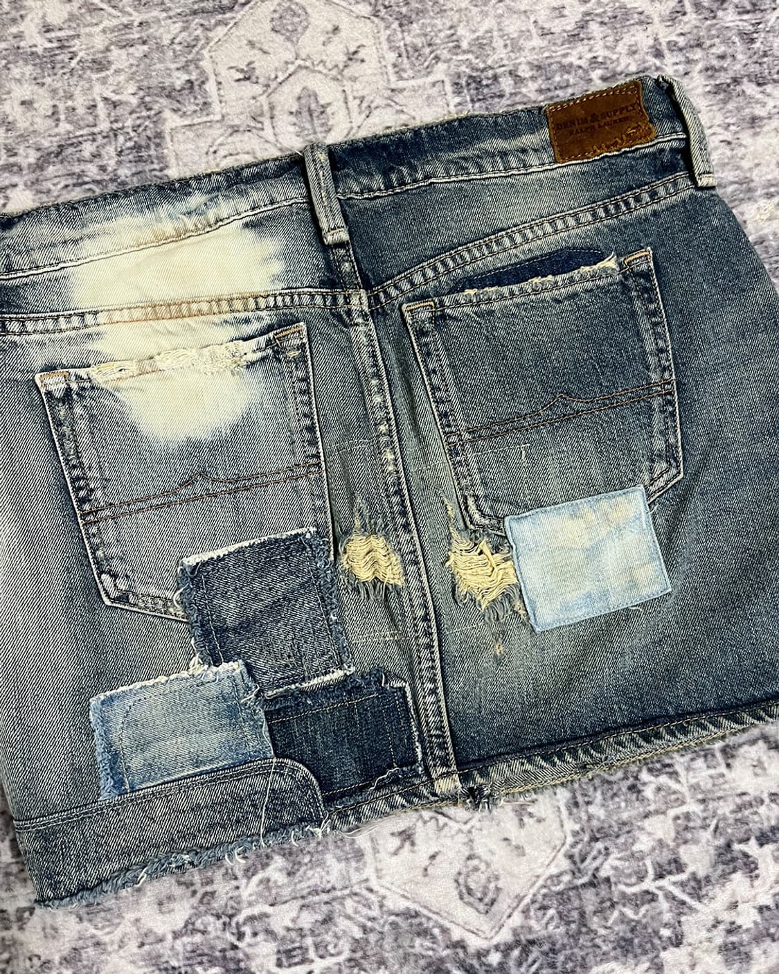 Y2K Distressed Patchwork Denim Skirt 상품이미지5