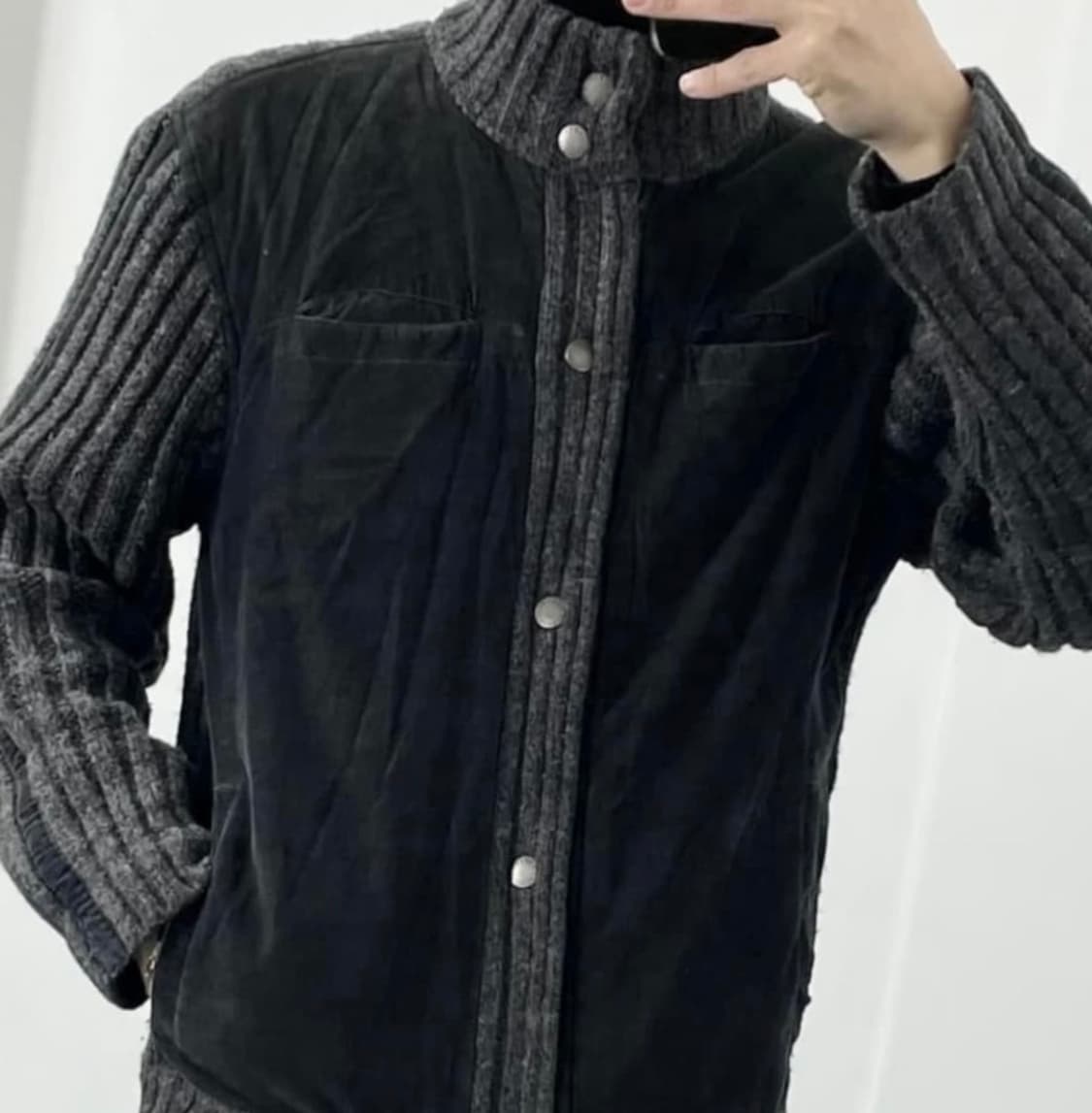 아르마니 익스체인지 하이넥 코듀로이 니트 자켓 상품이미지3