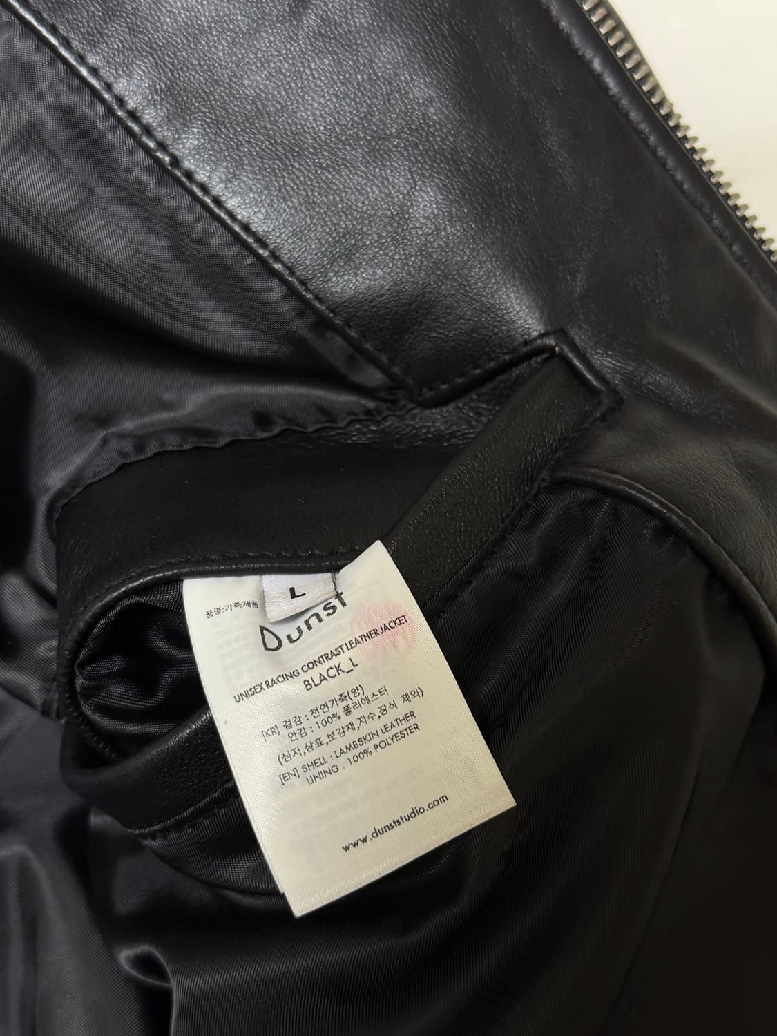[L] 던스트 레이싱 콘트라스트 레더 자켓 블랙 상품이미지8