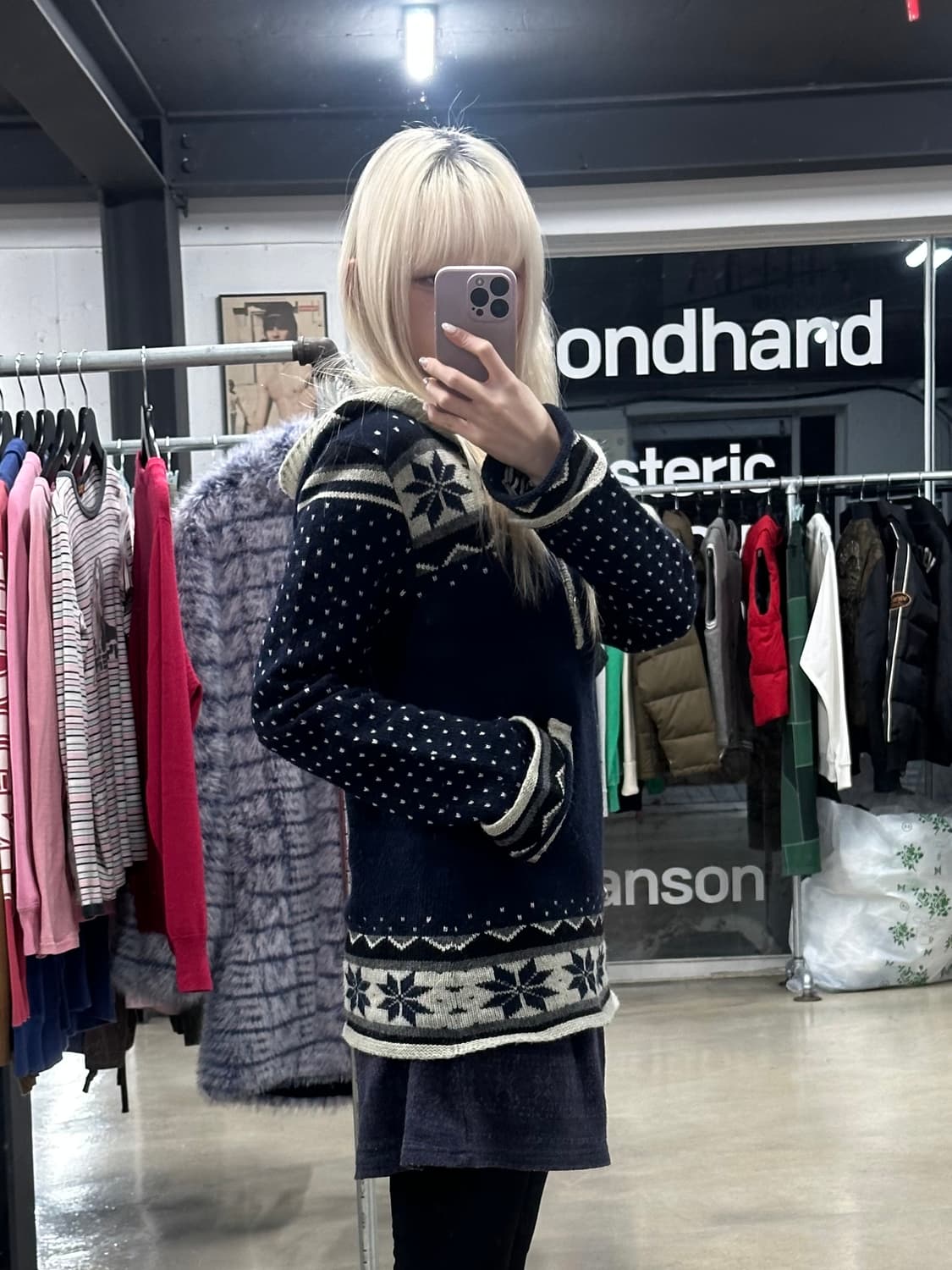 히스테릭글래머 노르딕 후드 버튼 니트 상품이미지1