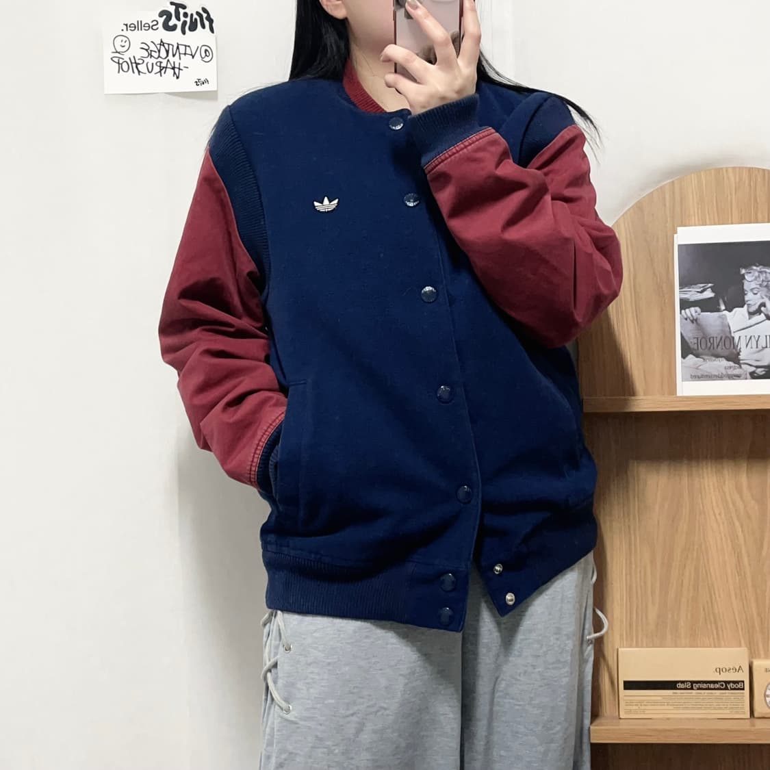 [정품] 아디다스 네이비 버건디 트레포일 두툼 블루종 점퍼 [ 105 ] 상품이미지2