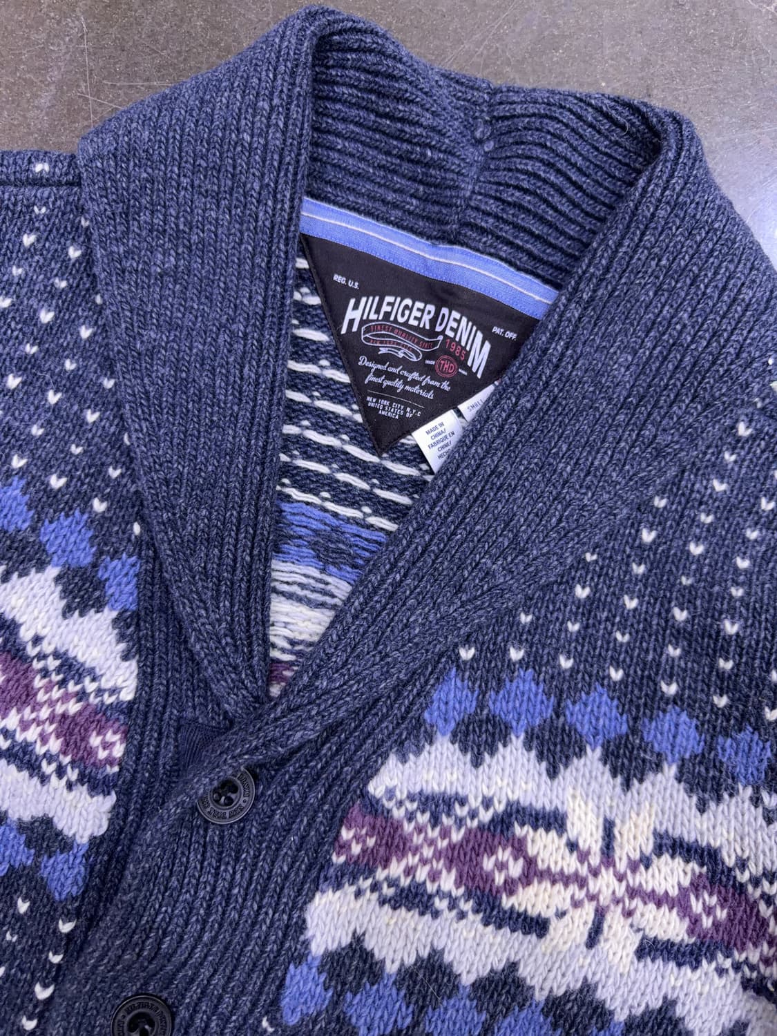 타미힐피거 노르딕 패턴 니트 숄카라 가디건 스웨터 S 상품이미지3