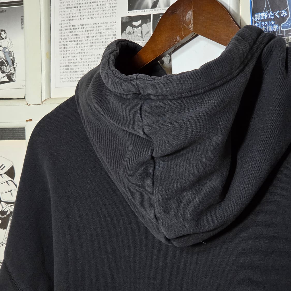 아디다스 오버핏 더블 트레포일 블랙 후드티 상품이미지5