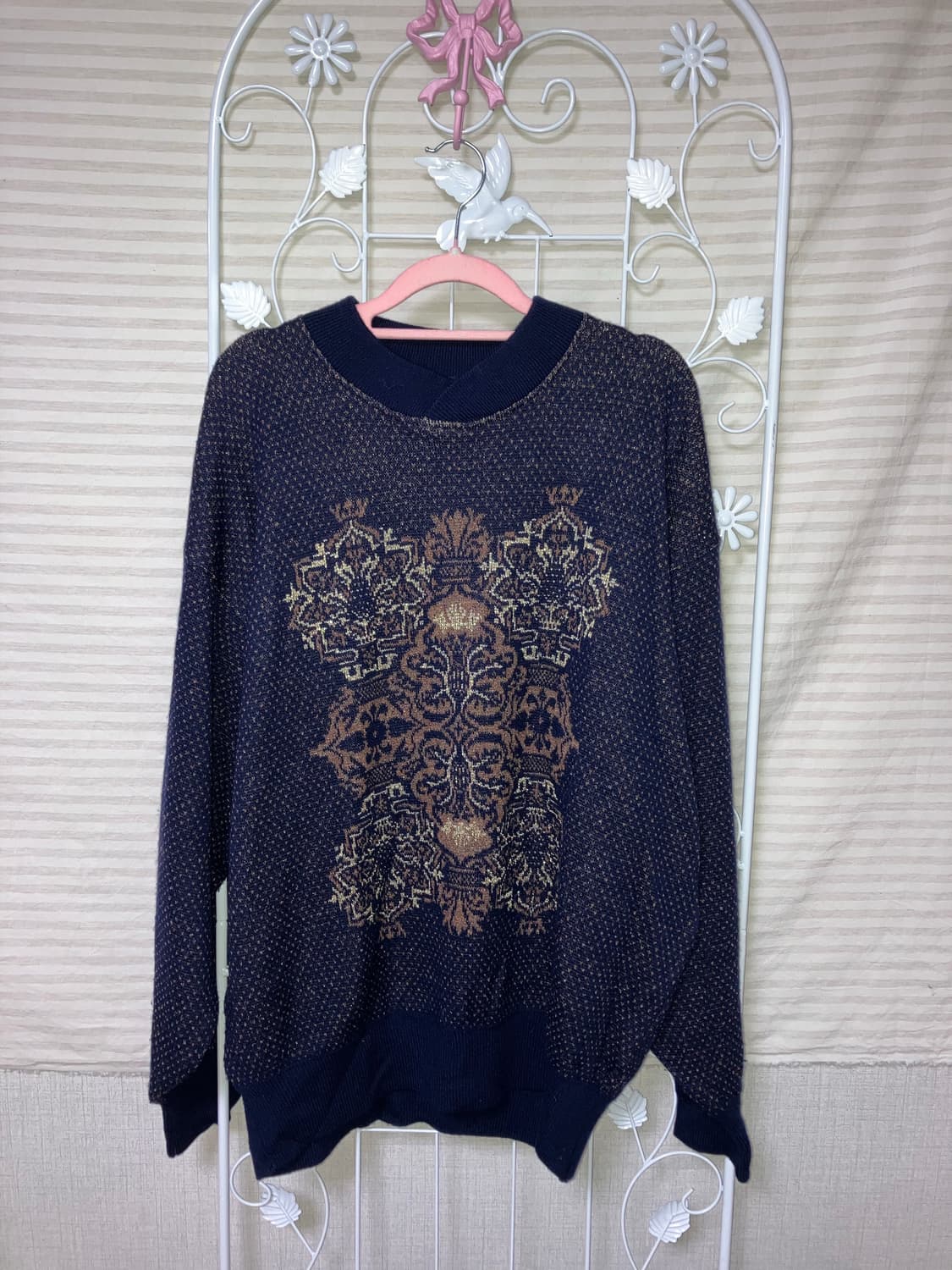 빈티지 네이비 보헤미안 니트 y2k 스트릿 갸루 펑키 일본빈티지537 상품이미지1