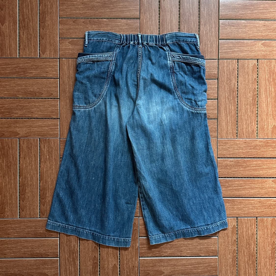 Deep blue wide denim shorts 상품이미지5