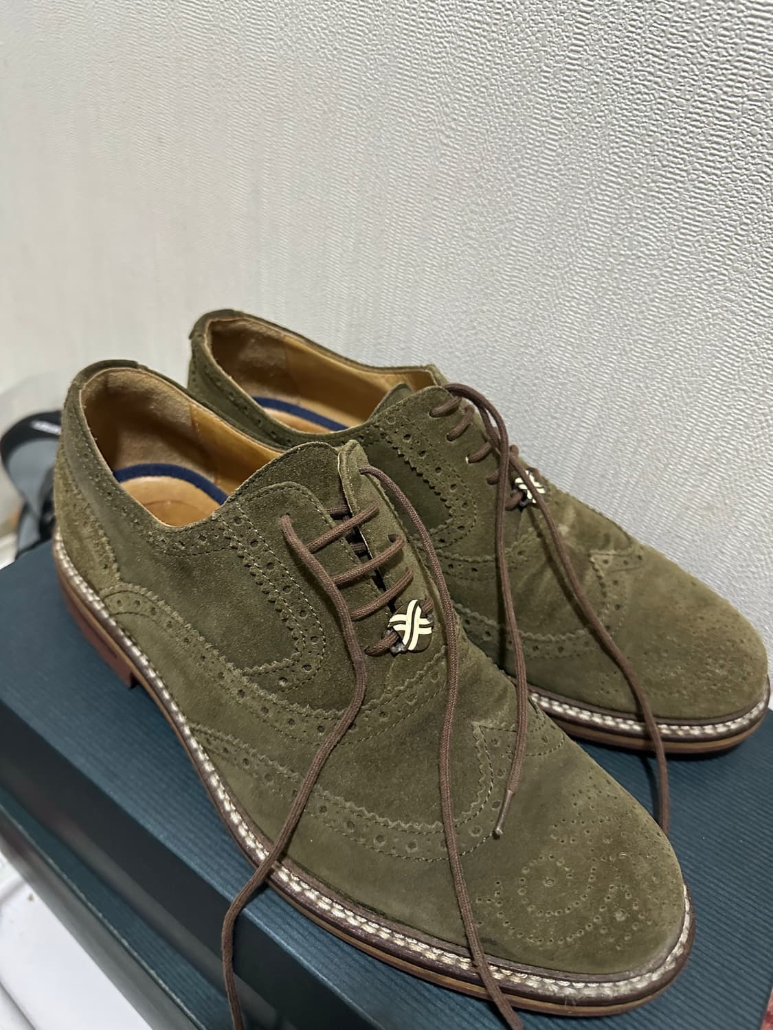 260) 이태리 브리마트 스웨이드 윙팁 구두 올리브 팝니다 상품이미지10