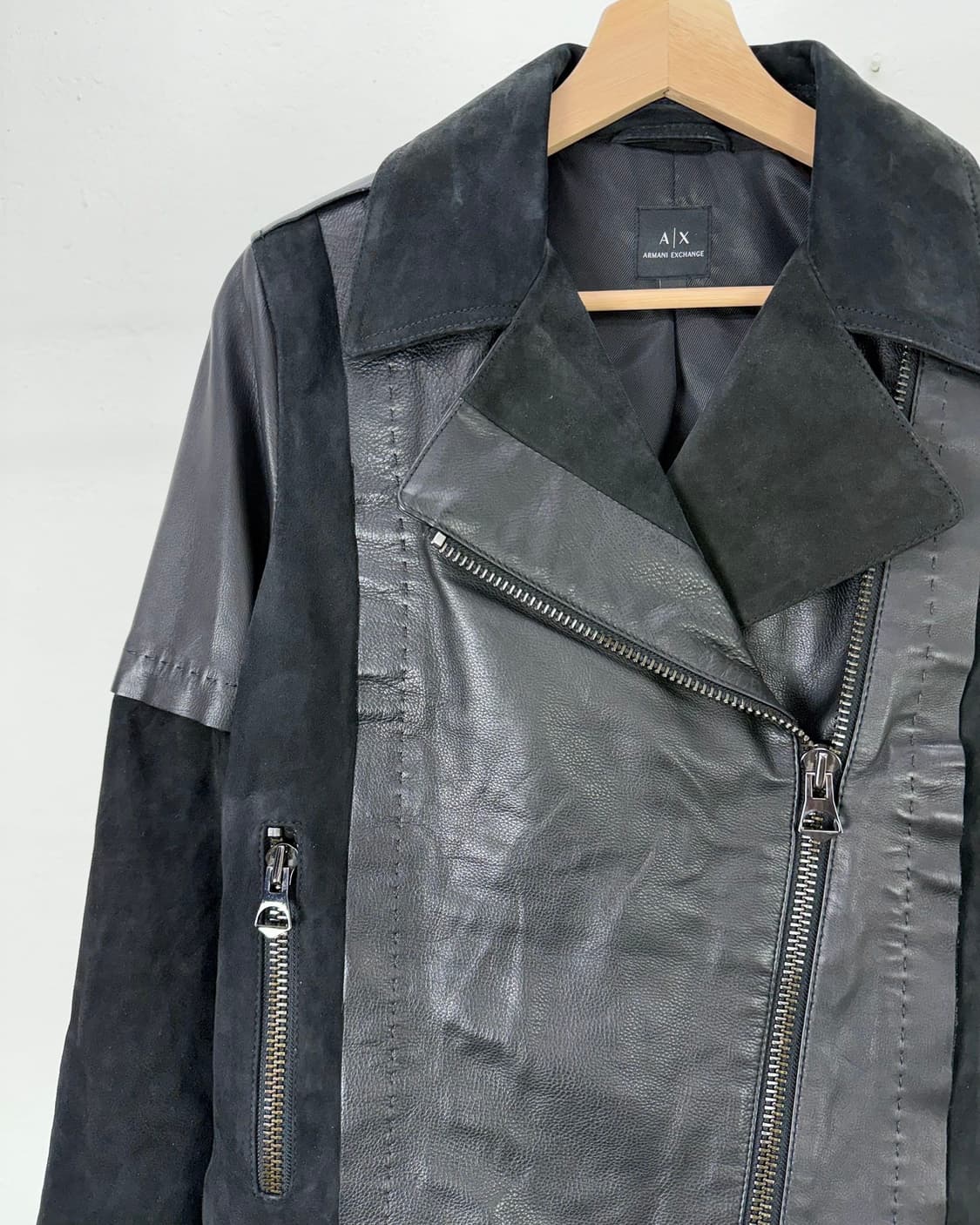 아르마니 익스체인지 먼스 레더 트리미 라이더 자켓 상품이미지2
