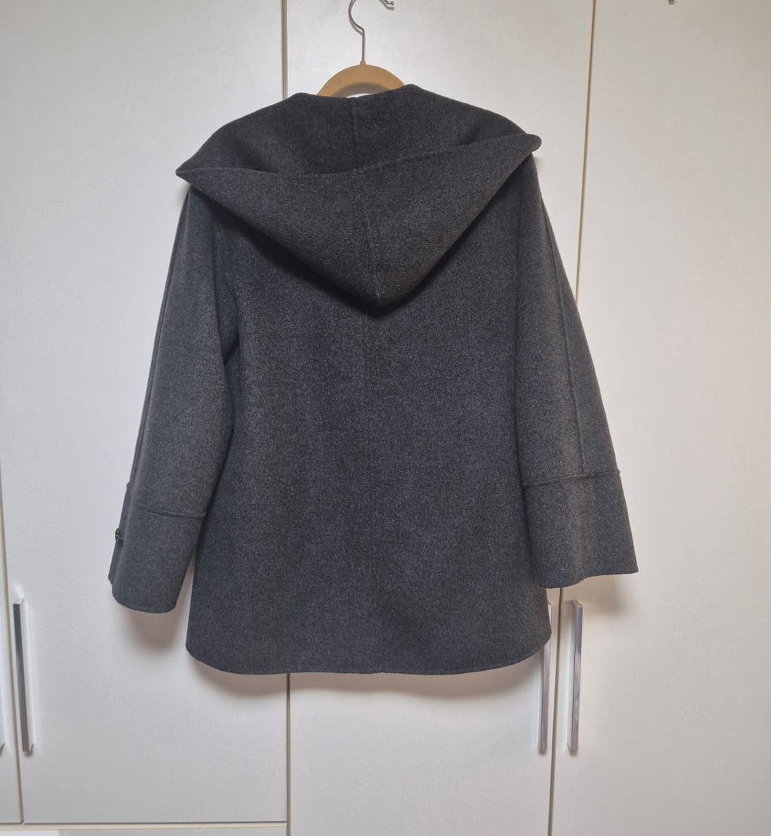 셀렙샵에디션 울 블렌드 핸드메이드 후드 벨티드 코트 차콜 그레이 상품이미지3