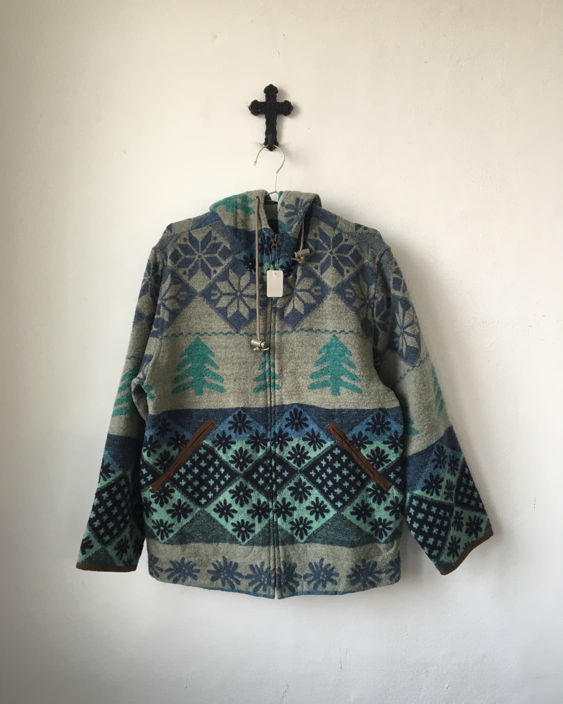 Snow pattern woolen hood jacket 상품이미지2