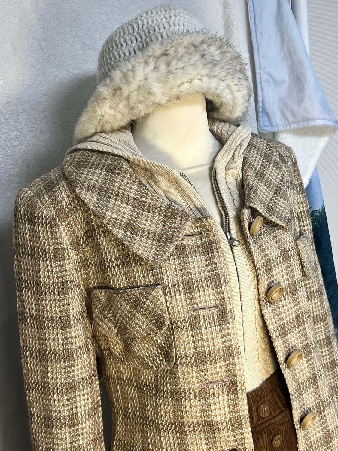 일본 빈티지 체크 울 자켓 상품이미지5