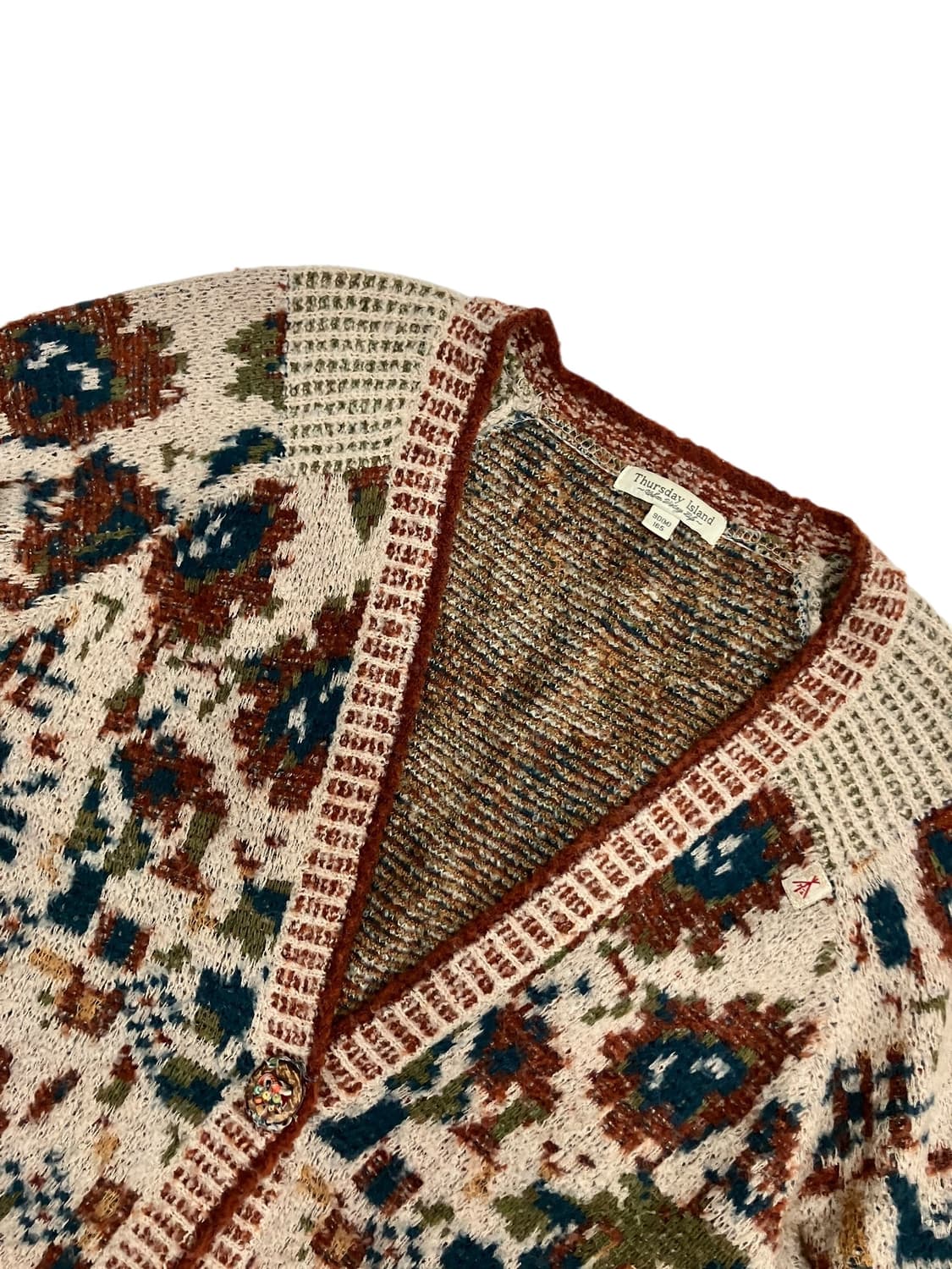 써스데이 아일랜드 패턴 니트 가디건 90 상품이미지4