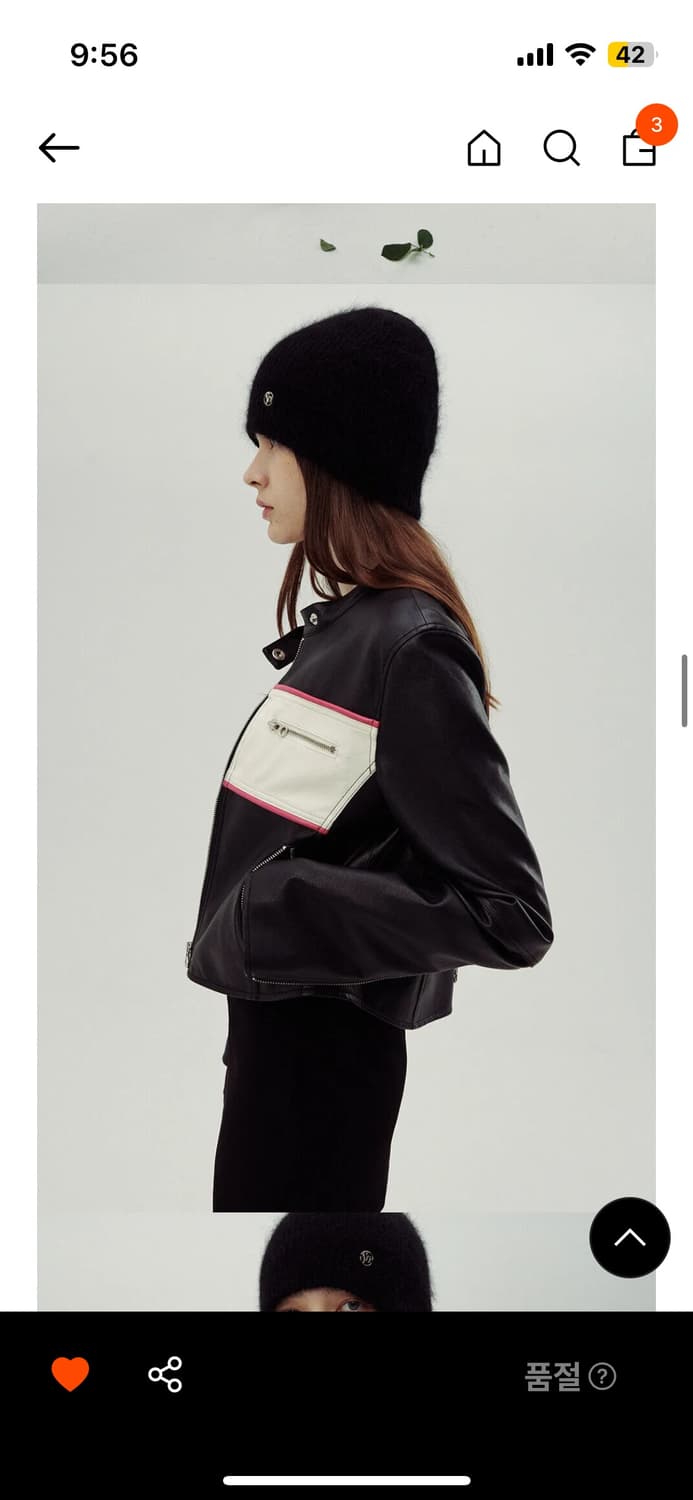 (슬기해린 착용)시눈 슬림 바이커 레더자켓 상품이미지4