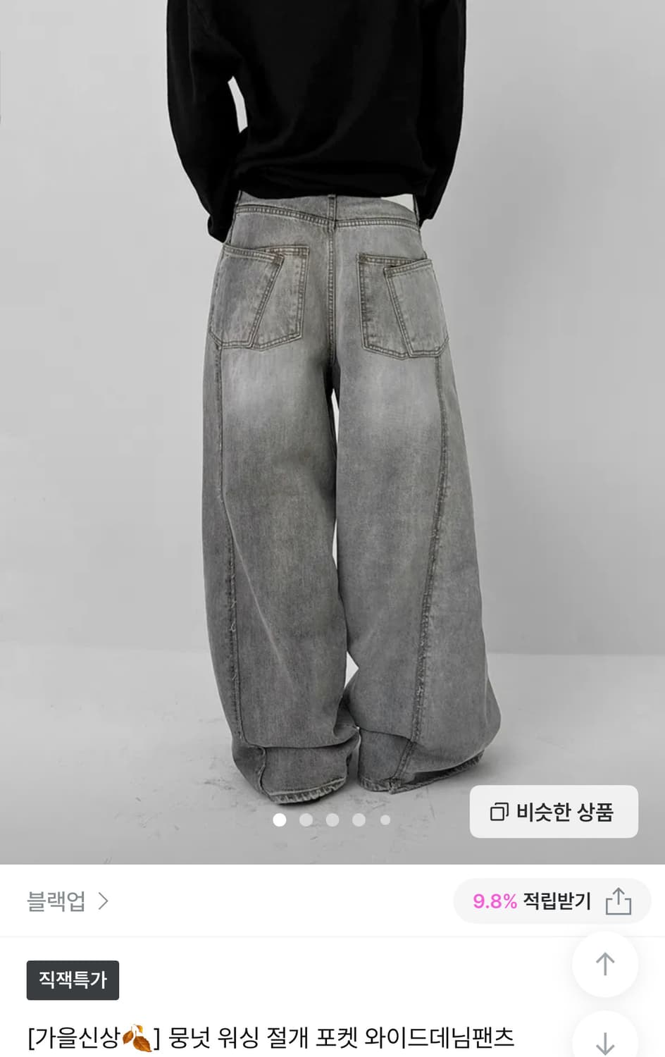 블랙업 더블 포켓 데님 팬츠 s  상품이미지1