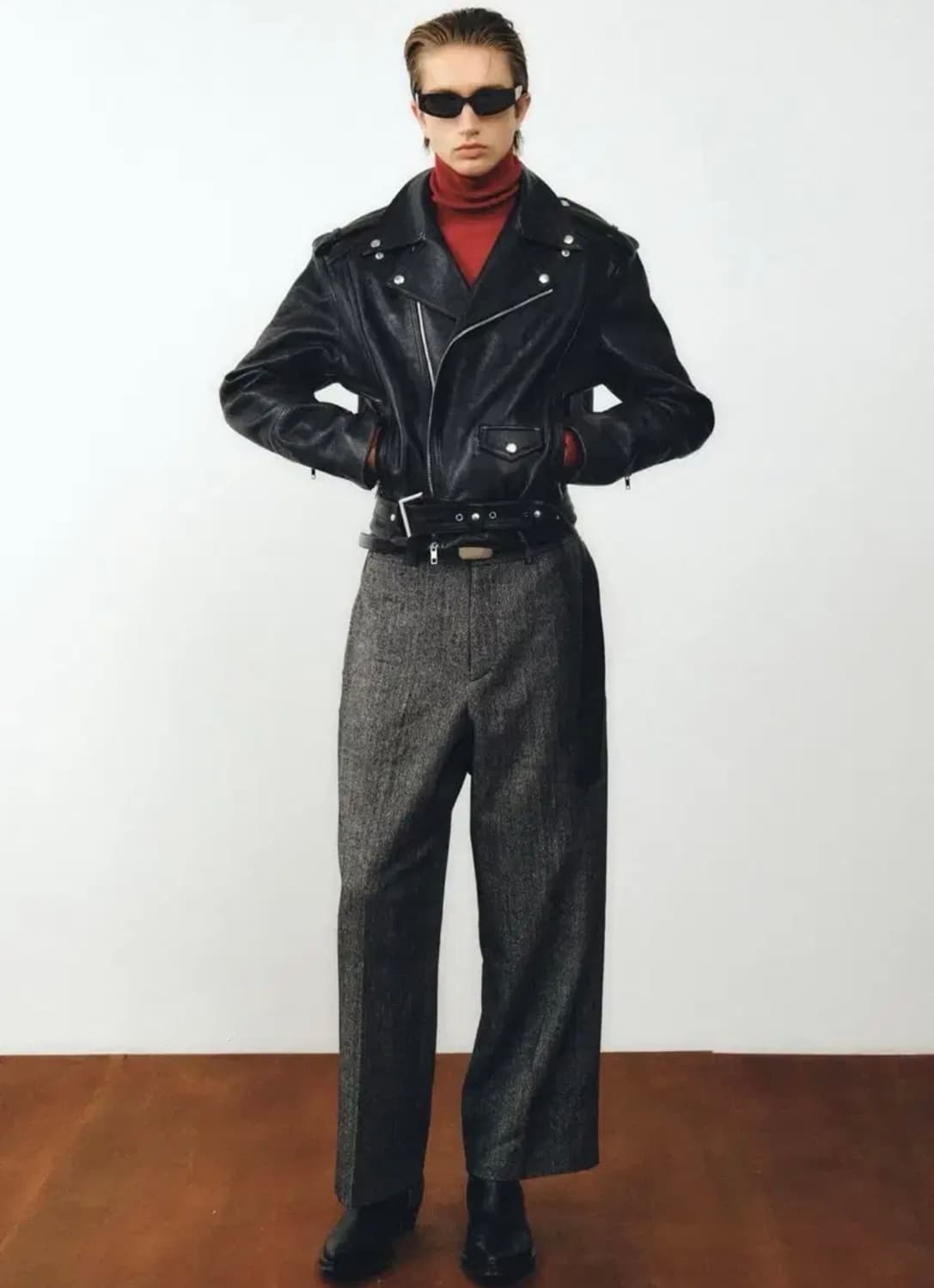 (급처) 노이어 - 앤틱 카우 레더 크롭 라이더자켓 상품이미지1