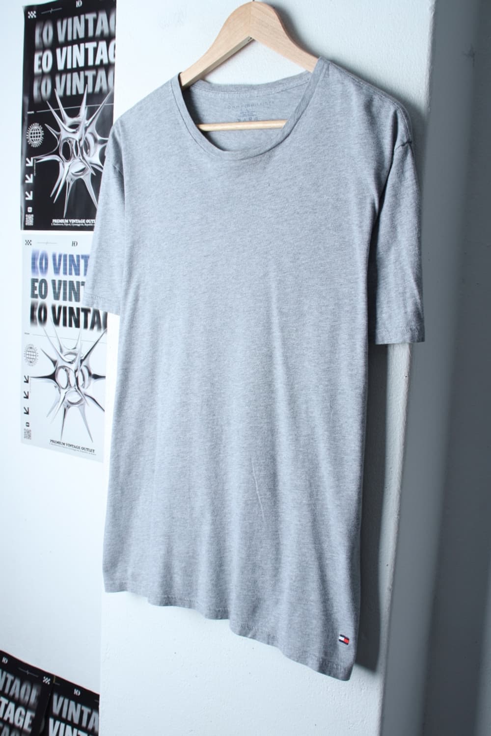 (L-XL) 타미힐피거 반팔 티셔츠 그레이 무지 기본-H30126 상품이미지1