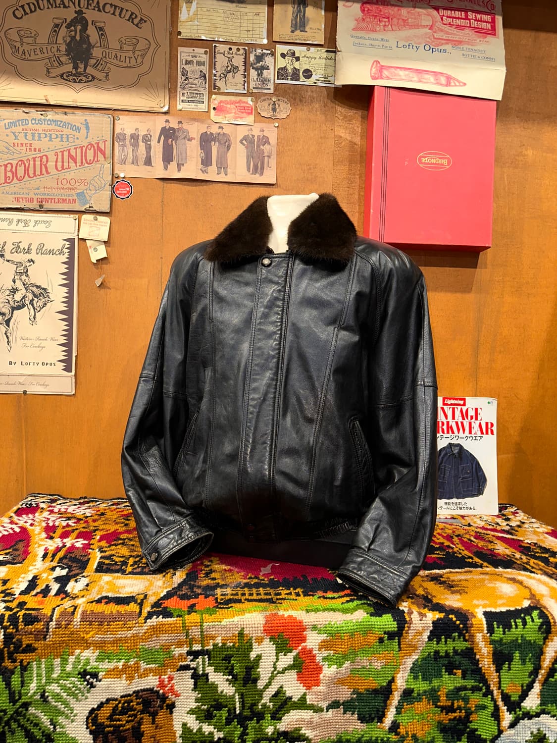 ( L-XL ) 봄버자켓 가죽자켓 레더자켓 빈티지가죽 양가죽자켓 상품이미지1
