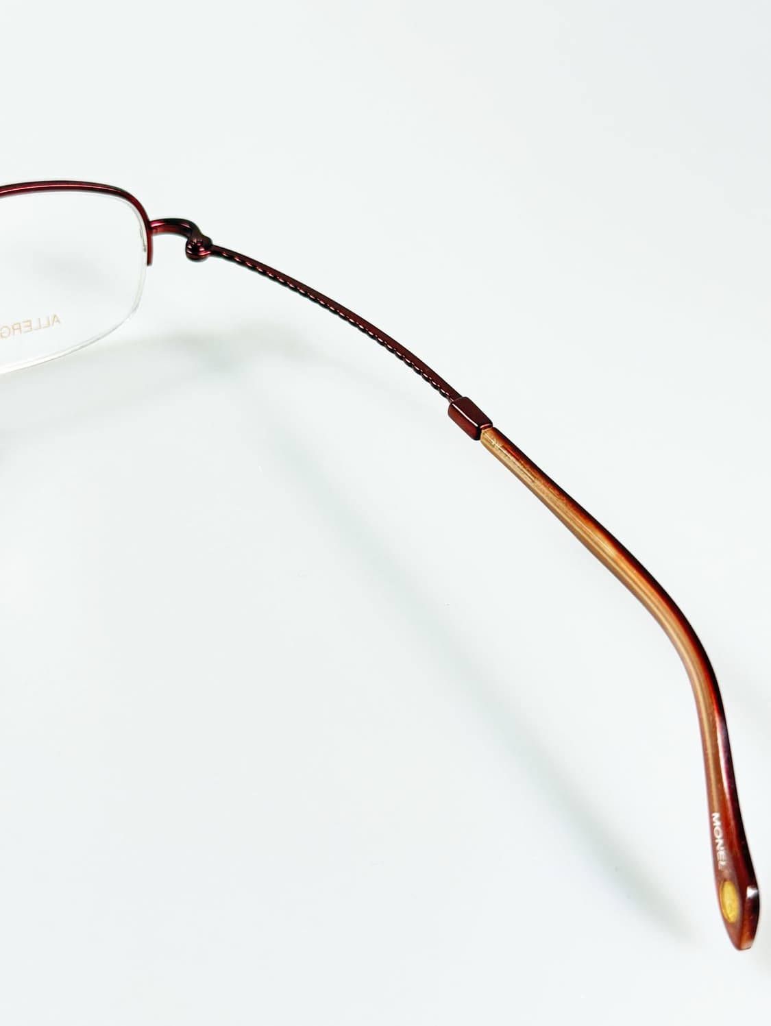 90s KALEIDO 브라운 메탈 반무테 스퀘어 빈티지 안경 상품이미지6