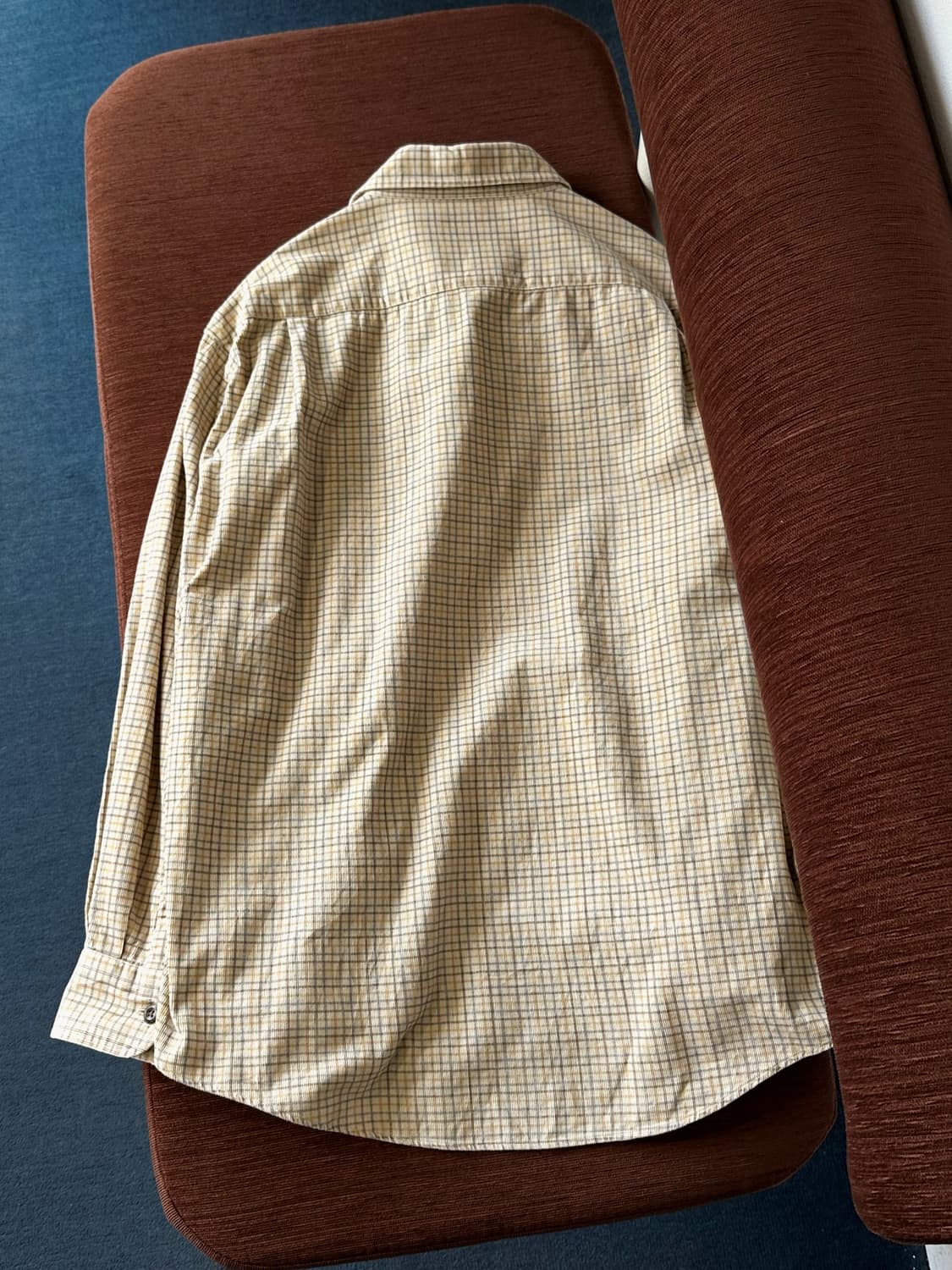 Brushed cord design cotton check shirt 상품이미지5