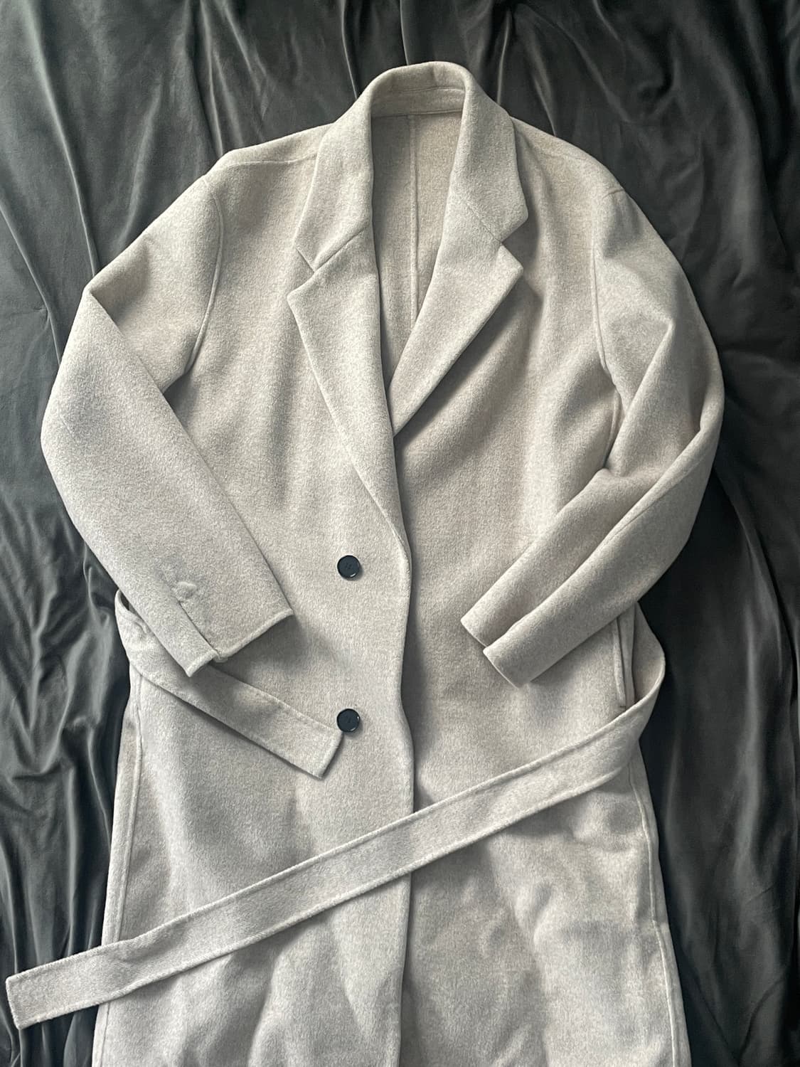 TNGT 울 캐시미어 벨트 코트 오트밀-아이보리 L-XL 상품이미지1