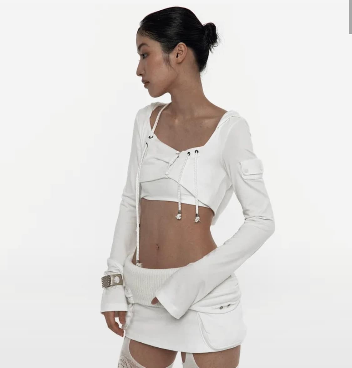 카시코 후디드 볼레로 화이트 상품이미지1