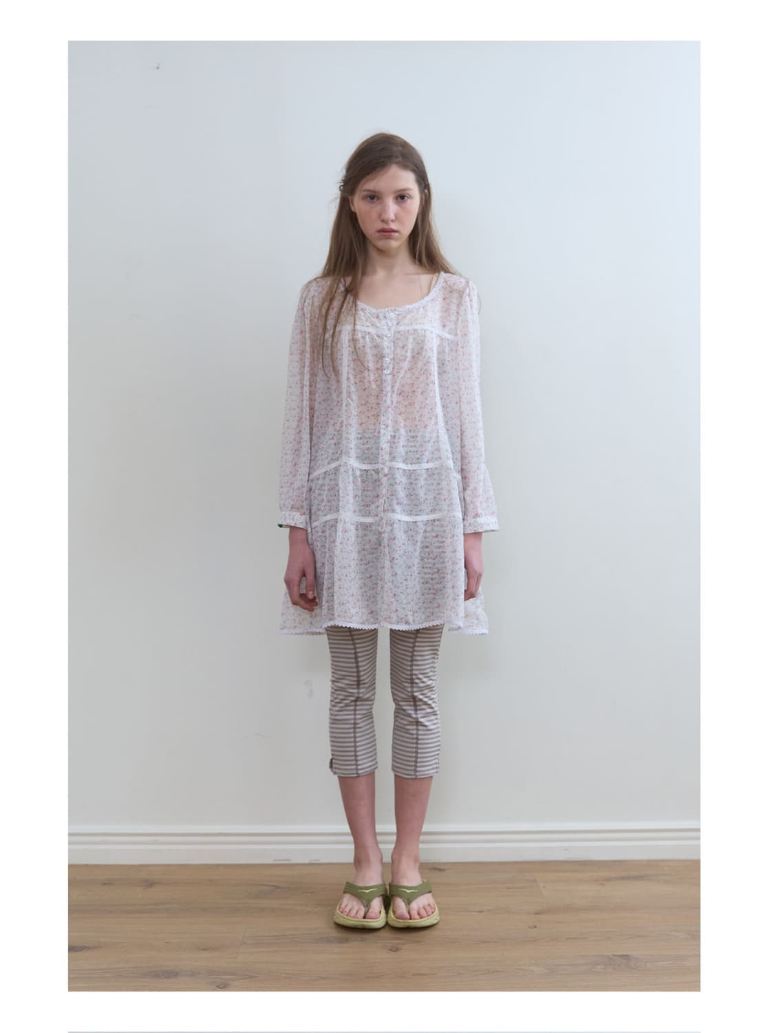 택O 노컨텐츠 원피스 sheer flower dress ivory 상품이미지1