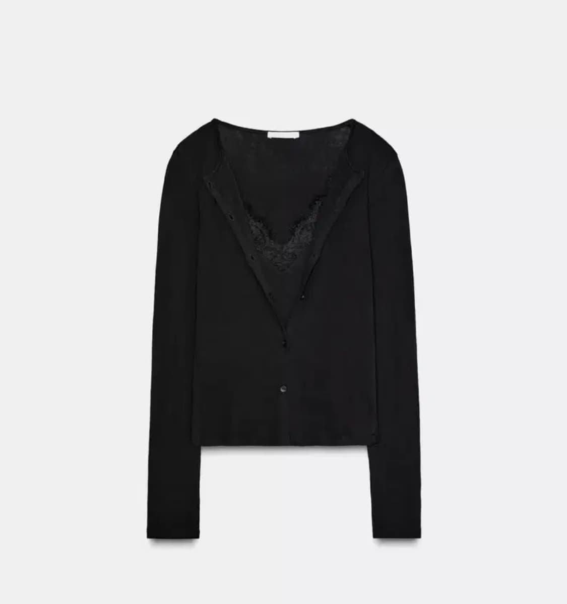 새상품)자라 레이스 콤비니트 가디건 블랙 L 상품이미지1